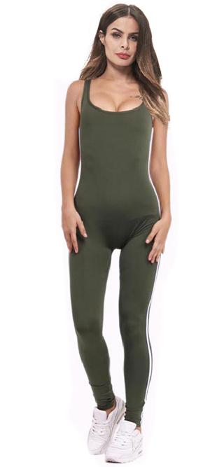 SZ60182-3 New Women Casual Sleeveless Bodycon Romper Club Bodysuit Long Pants